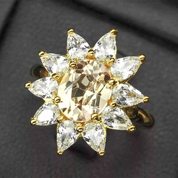 Pale Yellow Sapphire 2.72Ct 925 Sterling Silver Handmade Floral Ring Sz 6 - Picture 2 of 6